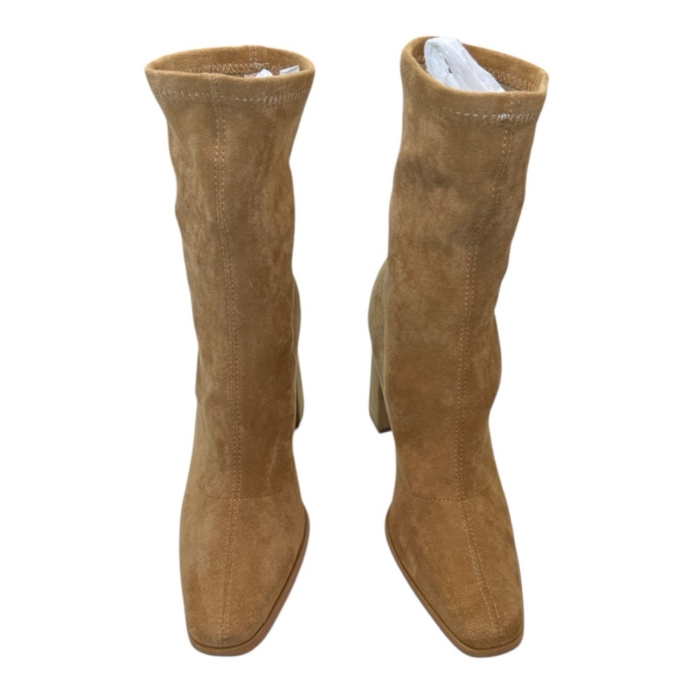 Milano Tan Heeled Boots Elegant Design NWOT CB4